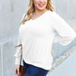 Basic Bae Full Size V-Neck Lantern Sleeve Blouse