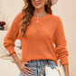 Beauteous Round Neck Openwork Dropped Shoulder Knit Top