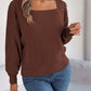 Chic Babe' Square Neck Mixed Knit Sweater 🦋
