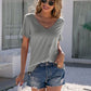 Lace Detail V-Neck Short Sleeve T-Shirt