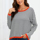 Striped Round Neck Drop Shoulder T-Shirt