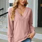 V-Neck Lantern Sleeve T-Shirt