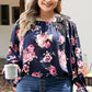 Plus Size Floral Flounce Sleeve Blouse