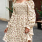 Smocked Flounce Sleeve Ruffled Dress