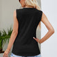 Contrast Full Size V-Neck Eyelet Tank