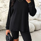 Ribbed Round Neck Dropped Shoulder Top and Shorts Set