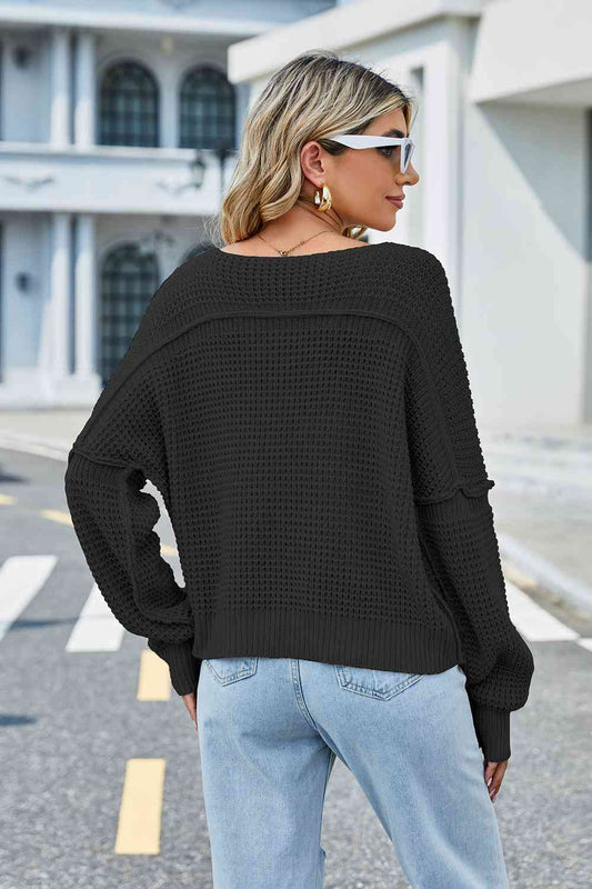KnittedEmporium V-Neck Long Sleeve Sweater