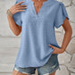 Swiss Dot Notched Petal Sleeve T-Shirt