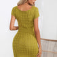 Decorative Button Round Neck Short Sleeve Sweater Dress