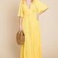 Culture Code Backless Plunge Half Sleeve Tiered Dress