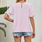 Full Size Round Neck Flounce Sleeve Blouse