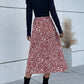 Printed Mock Neck Puff Sleeve Midi Dress