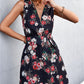 Women's Printed Zip Detail Belted Sleeveless Dress