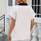 Contrast Johnny Collar Short Sleeve Blouse