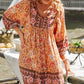 BOHO NOW Bohemian Tie Neck Balloon Sleeve Dress