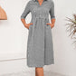 KeenLinear Plaid Collared Neck Midi Dress