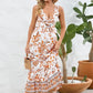 Printed V-Neck Wide Strap Dress
