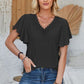 Eyelet Applique V-Neck Cap Sleeve T-Shirt