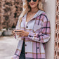 Full Size Plaid Dropped Shoulder Hooded Jacket