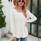 Aurora Lea Smocked Round Neck Lantern Sleeve Blouse