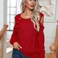 KnittedEmporium Decorative Button Cold-Shoulder Sweater