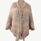 One Size Multicolored Fringe Trim Poncho