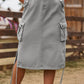 Women's Full Size Drawstring Denim Cargo Skirt