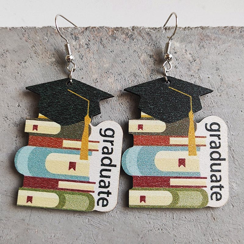 LITTLE GIRLS & TEEN School Theme Wooden Dangle Earrings