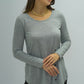 Buttoned Long Sleeve Round Neck Tee