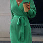 Open Front Lantern Sleeve Tied Cardigan