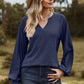 Full Size Notched Neck Raglan Sleeve Blouse