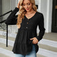 Full Size Long Sleeve V-Neck Cable-Knit Blouse