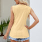 Contrast Full Size V-Neck Eyelet Tank