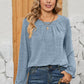 Ruched Round Neck Flounce Sleeve T-Shirt