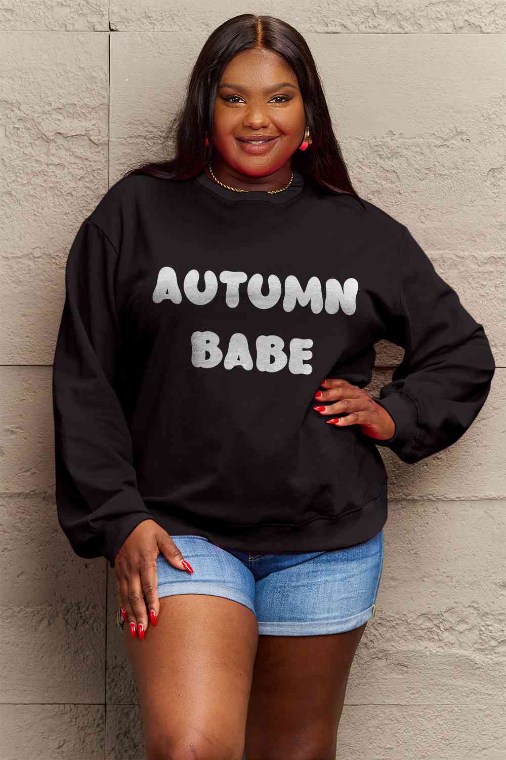 Simply Love SEASONAL Full Size AUTUMN BABE Graphic Sweatshirt