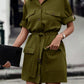 Full Size Tie Waist Collared Dress