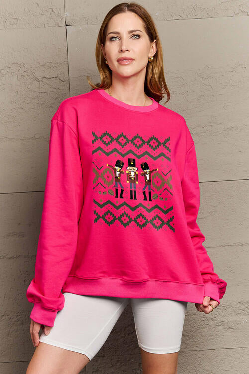 Simply Love Full Size Christmas Themed Nutcracker Graphic Long Sleeve Sweatshirt