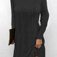 Textured Drawstring Long Sleeve Hooded Dress