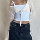 Openwork Tied Dropped Shoulder Cardigan