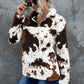 Full Size Cow Theme Quarter-Zip Long Sleeve Teddy Sweatshirt