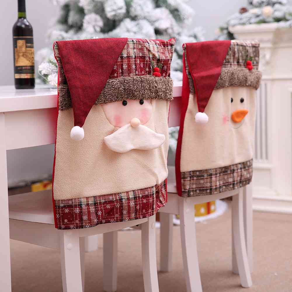 Christmas Santa or Snowman Pom-Pom Trim Chair Cover