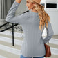 Full Size Cable-Knit Long Sleeve V-Neck T-Shirt