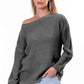 Boat Neck Drop Shoulder Long Sleeve Sweater