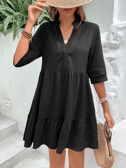 Amara Notched Neck Half Sleeve Dress