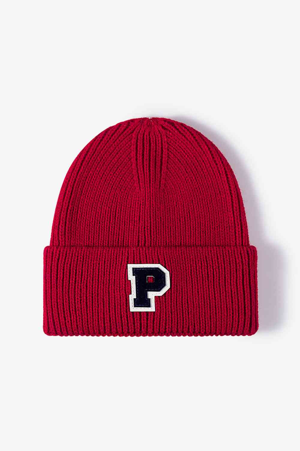 EZBeanie Letter Patch Cuffed Knit Hat Beanie