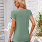 Eyelet Round Neck Petal Sleeve T-Shirt