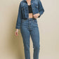 LOVE TREE Raw Hem Button Up Cropped Denim Jacket