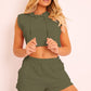 Women's Full Size Hooded Crop Top & Pocketed Shorts Set