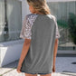 Leopard Round Neck Short Sleeve T-Shirt