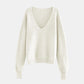 V-Neck Dropped Shoulder Long Sleeve Sweater